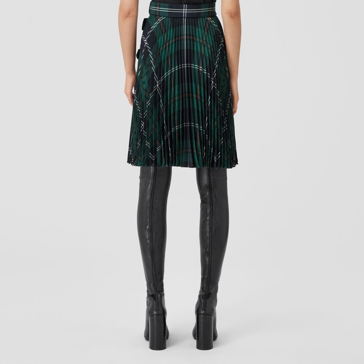 Pleated Panel Check Wool Belted Kilt - 4