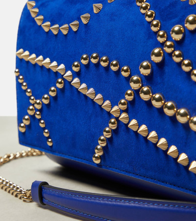 Christian Louboutin Paloma embellished suede and leather clutch outlook