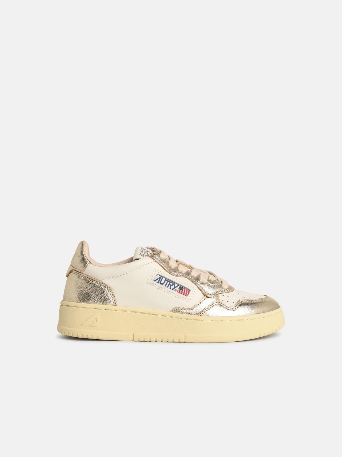 'MEDIALIST' GOLD LEATHER SNEAKERS - 1