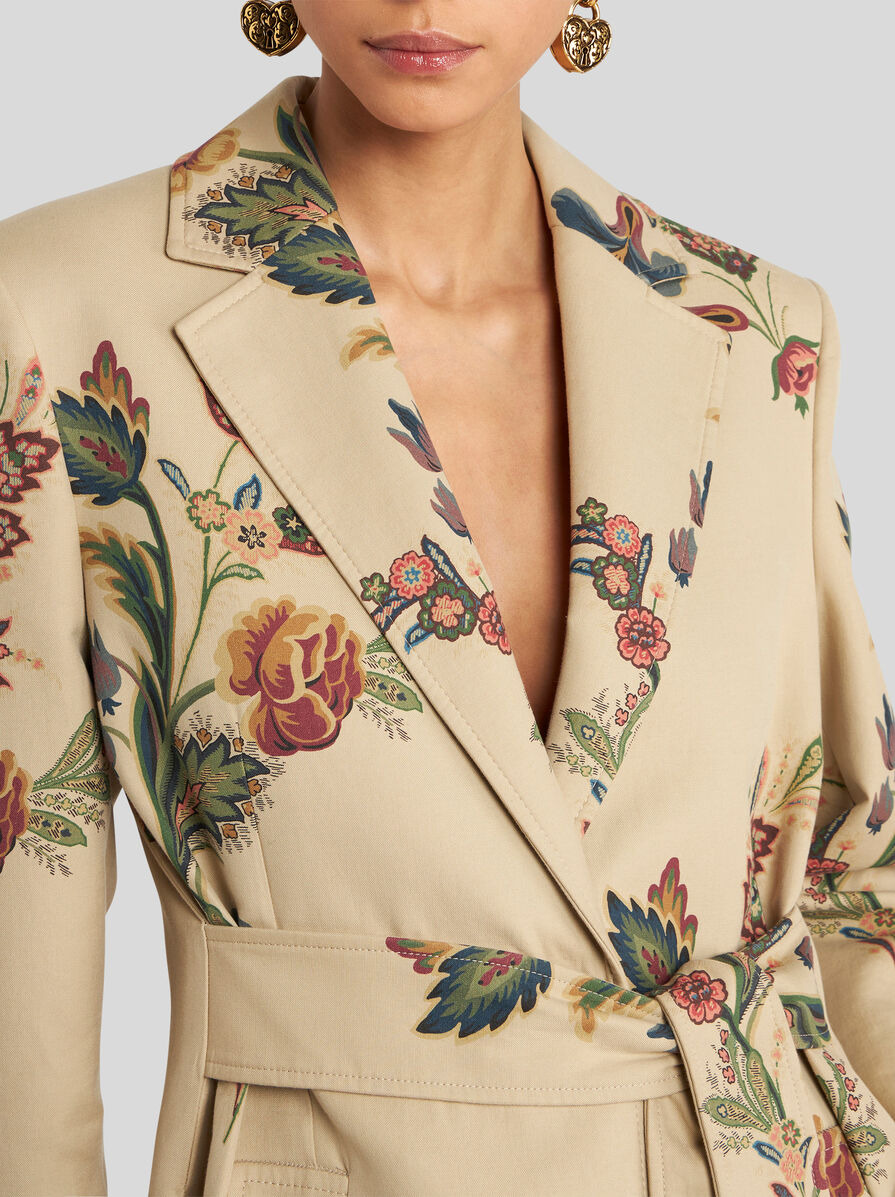 COTTON TRENCH COAT WITH FLORAL PRINT - 2