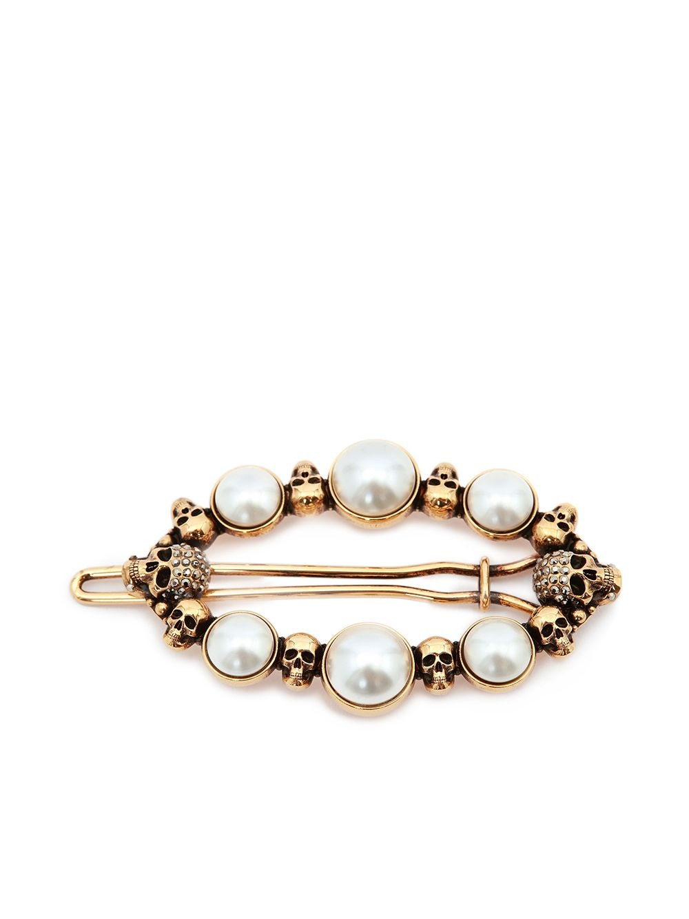 pearl skull hair clip - 1