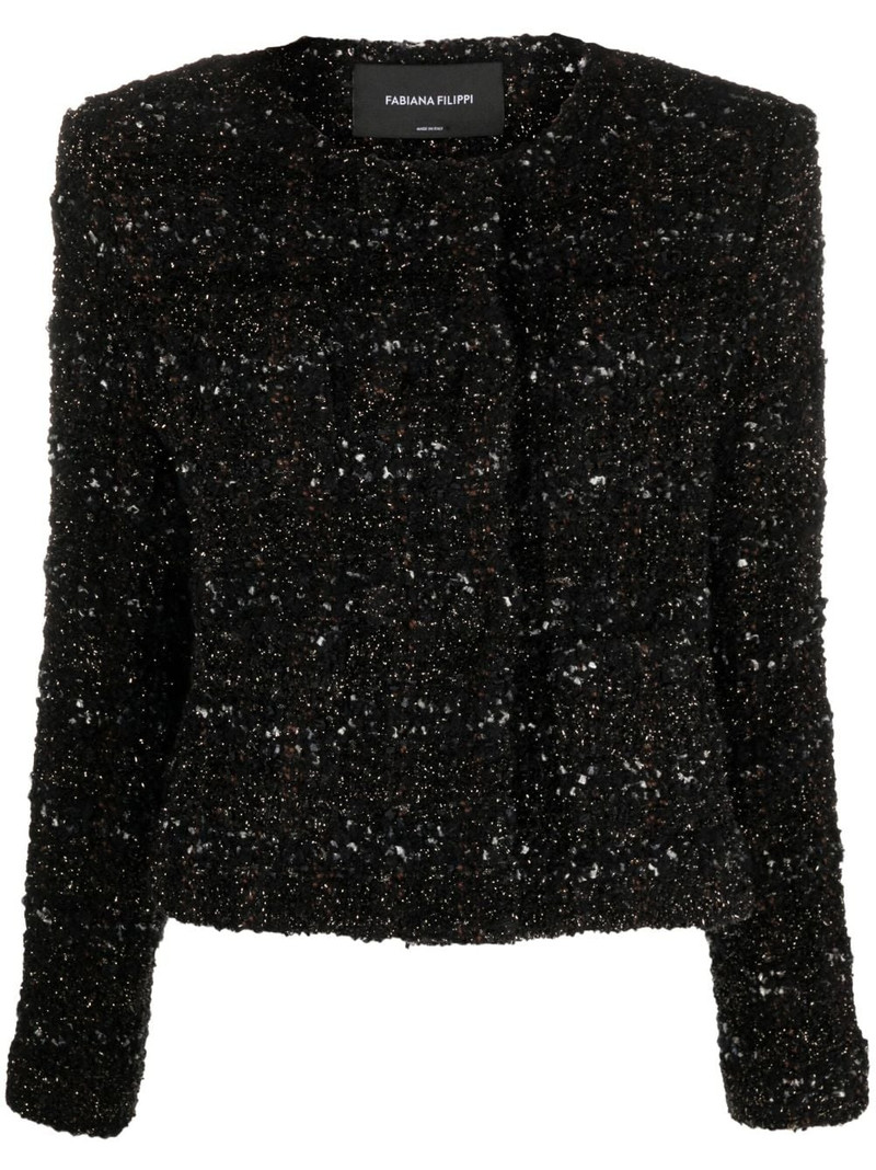 collarless tweed jacket 1