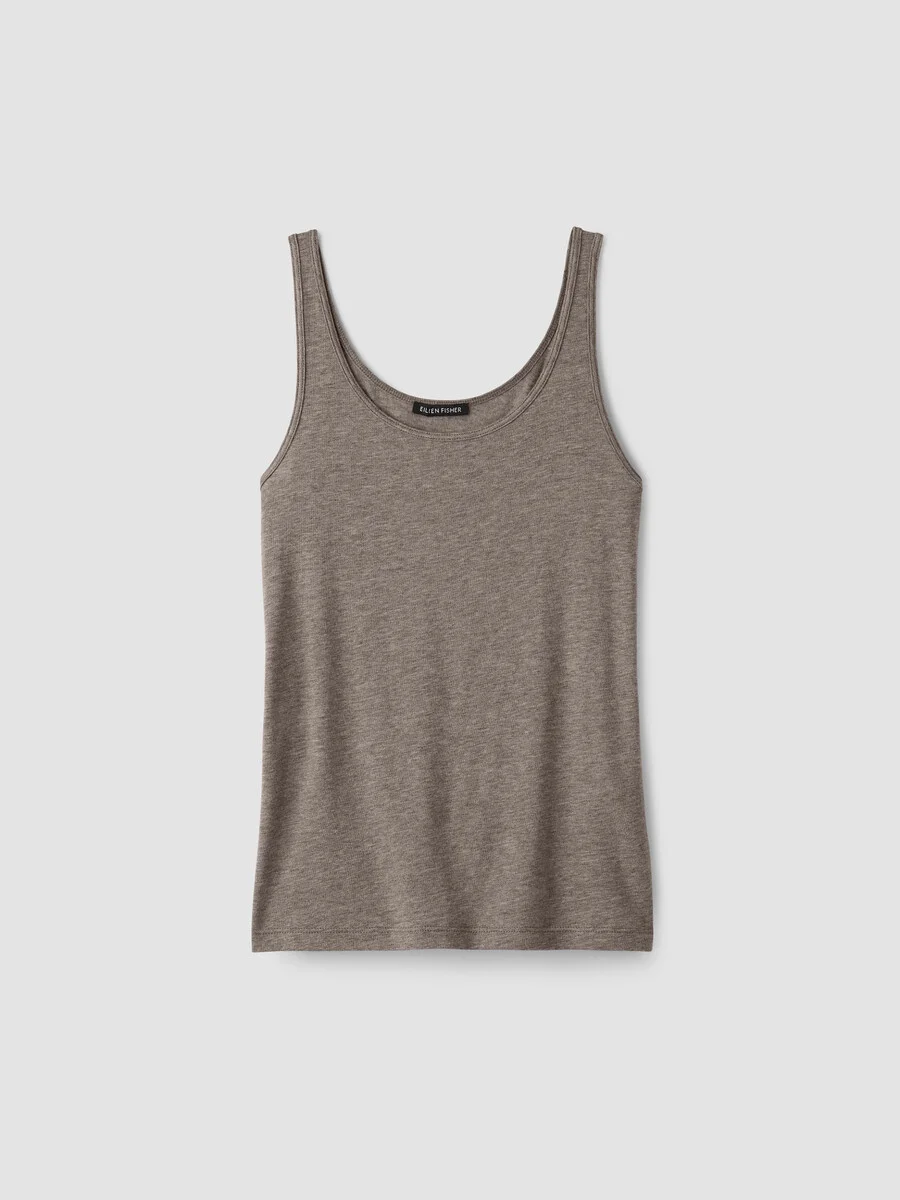 Mélange Sheer Cotton Blend Knit Scoop Neck Tank - 1