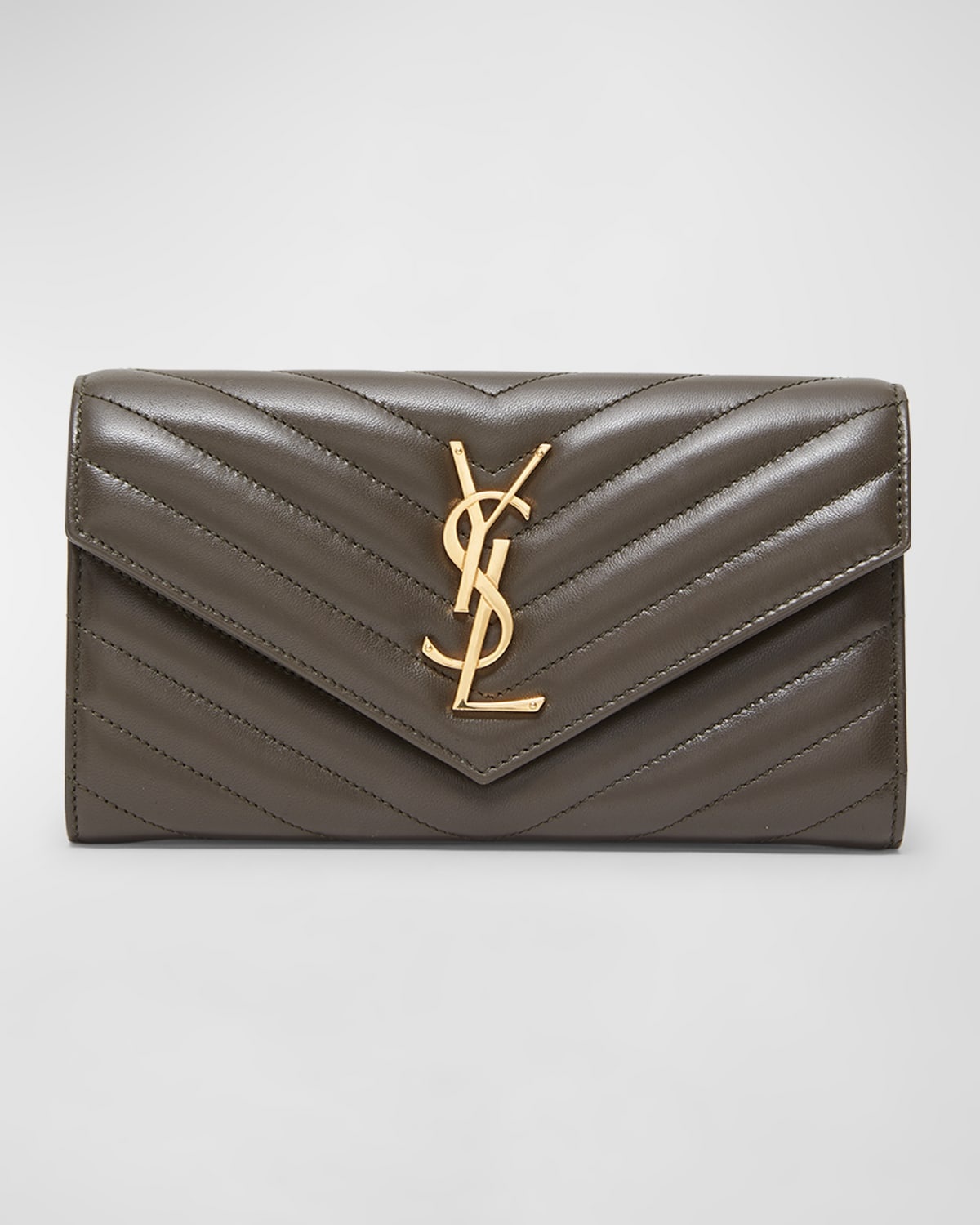 YSL Monogram Large Envelope Flap Wallet in Smooth Leather - 1