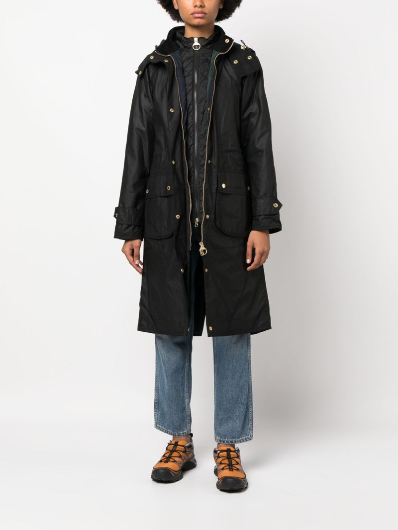Barbour mid-length polished raincoat outlook