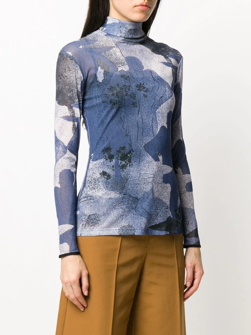 abstract print turtleneck top - 3