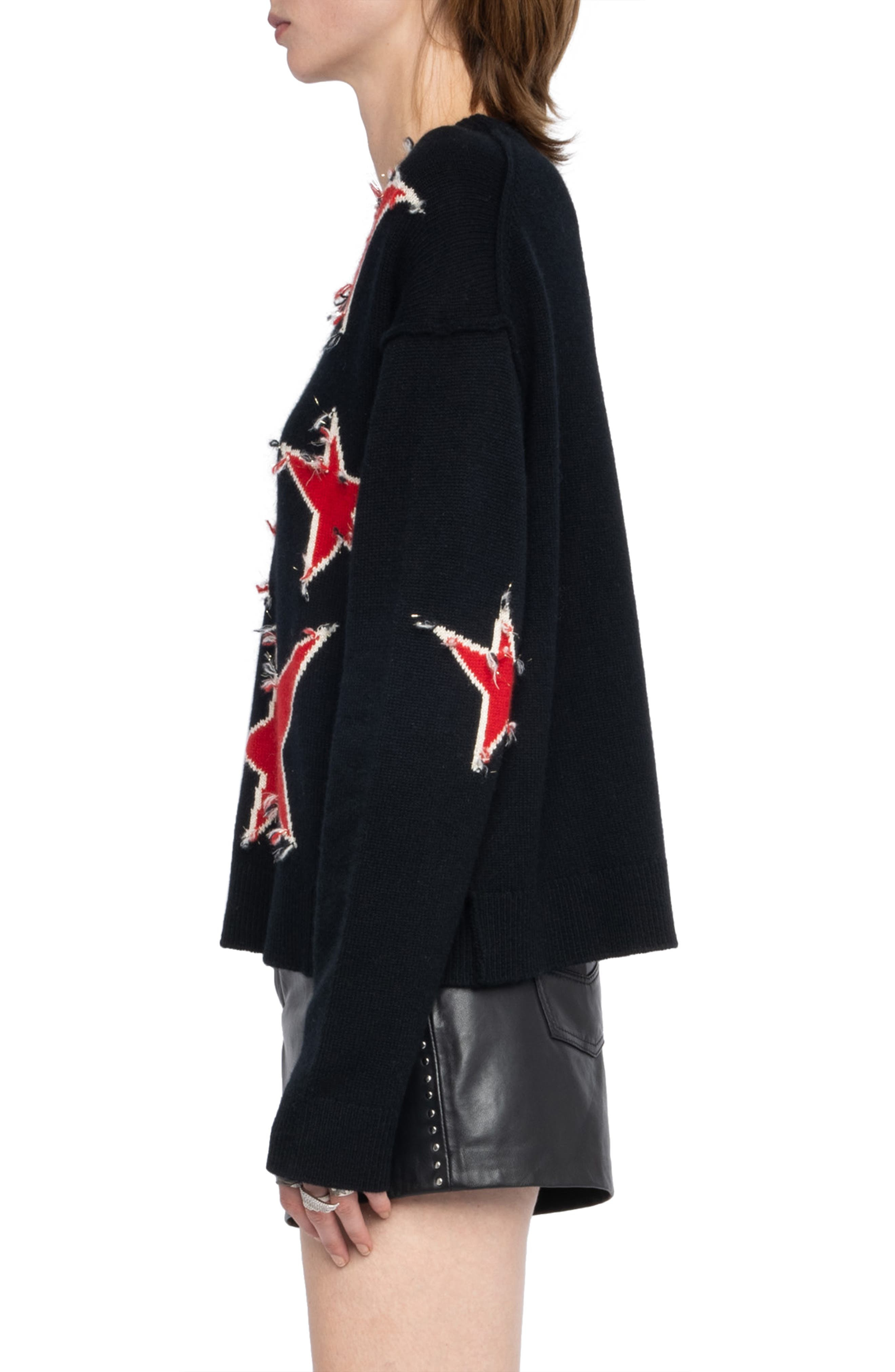 Zadig & Voltaire Markus Stars Cashmere Sweater in Black at Nordstrom - 3