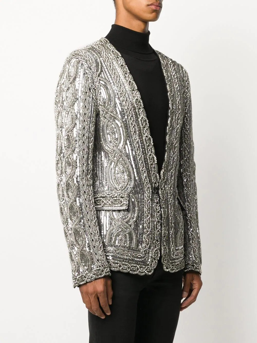 beaded embroidered blazer - 3