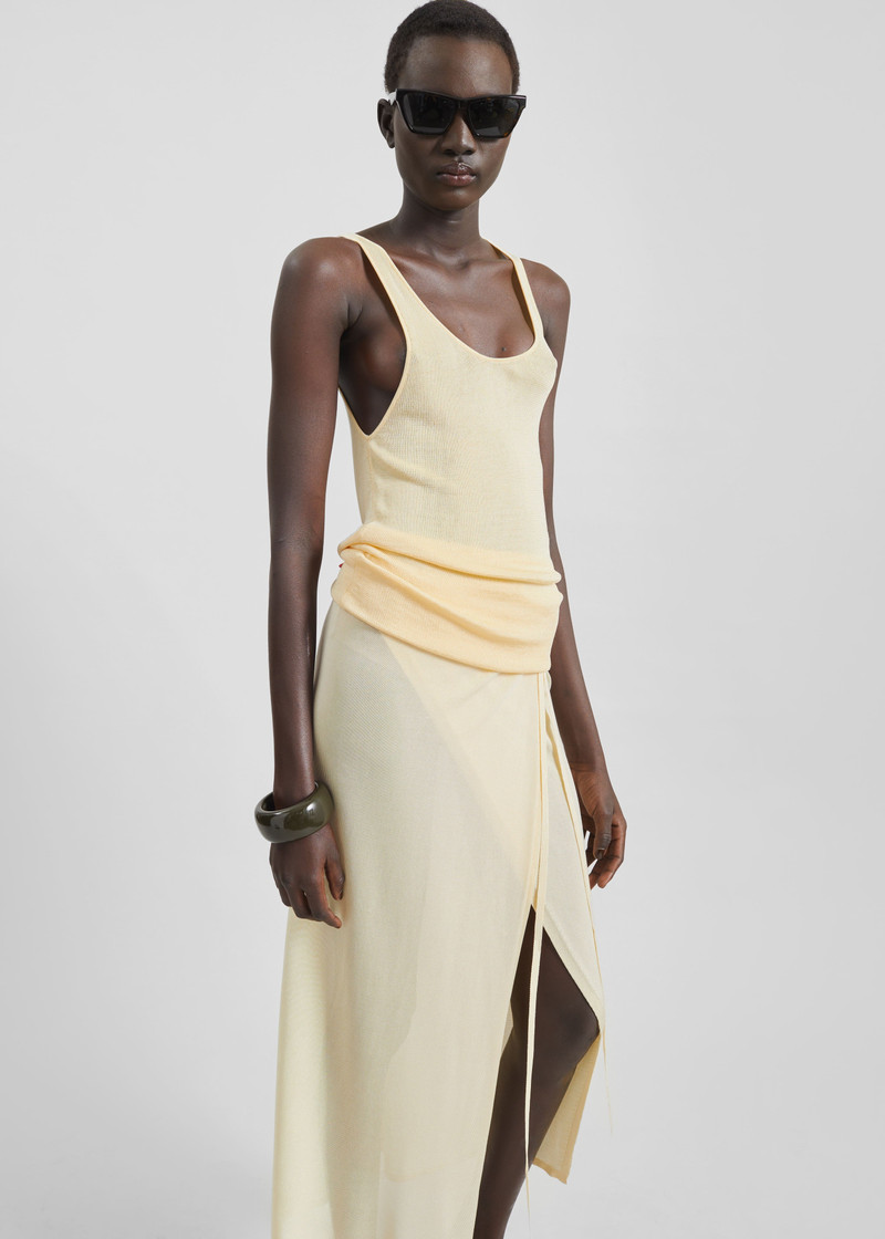 Alsen Thin Knit Wrap Skirt - Pale Yellow 5