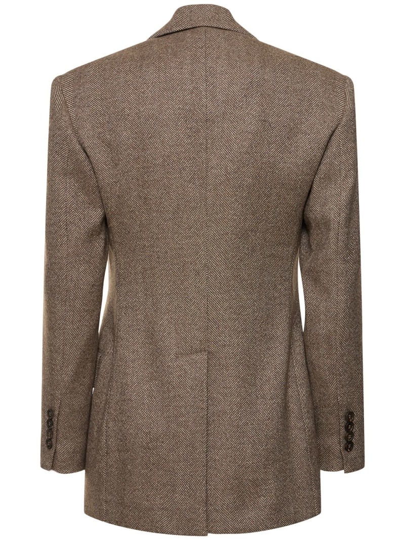 Brushed wool blend herringbone blazer - 5