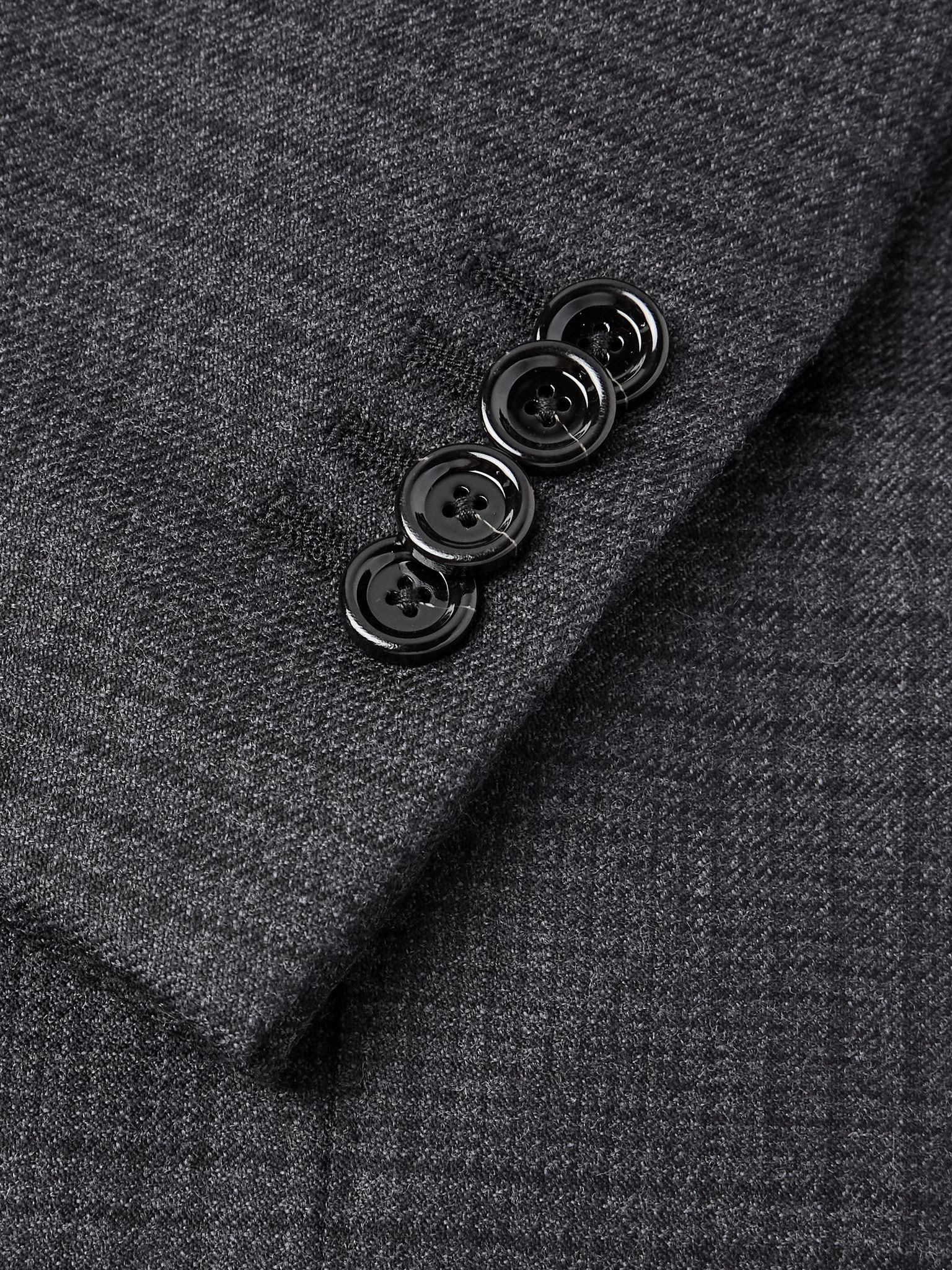 Prince of Wales Checked Wool Suit Jacket Gray - 4
