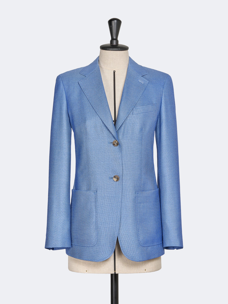 PESCHE Single-breasted wool and silk canvas blazer - LIGHT BLUE 1