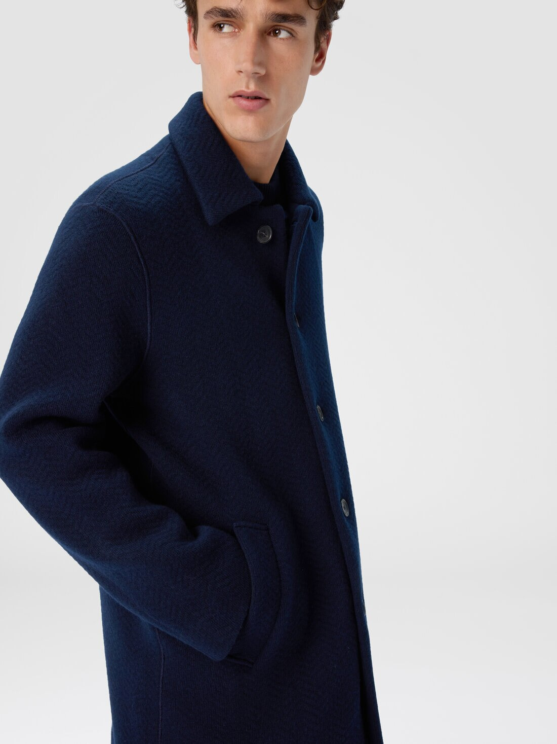 Double Knit Coat with Zigzag Pattern - 4