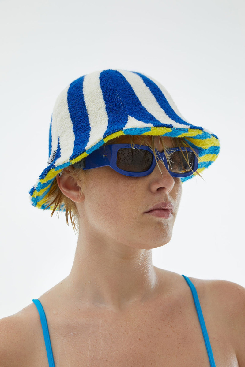 YELLOW & AZURE STRIPED COTTON HAT 5