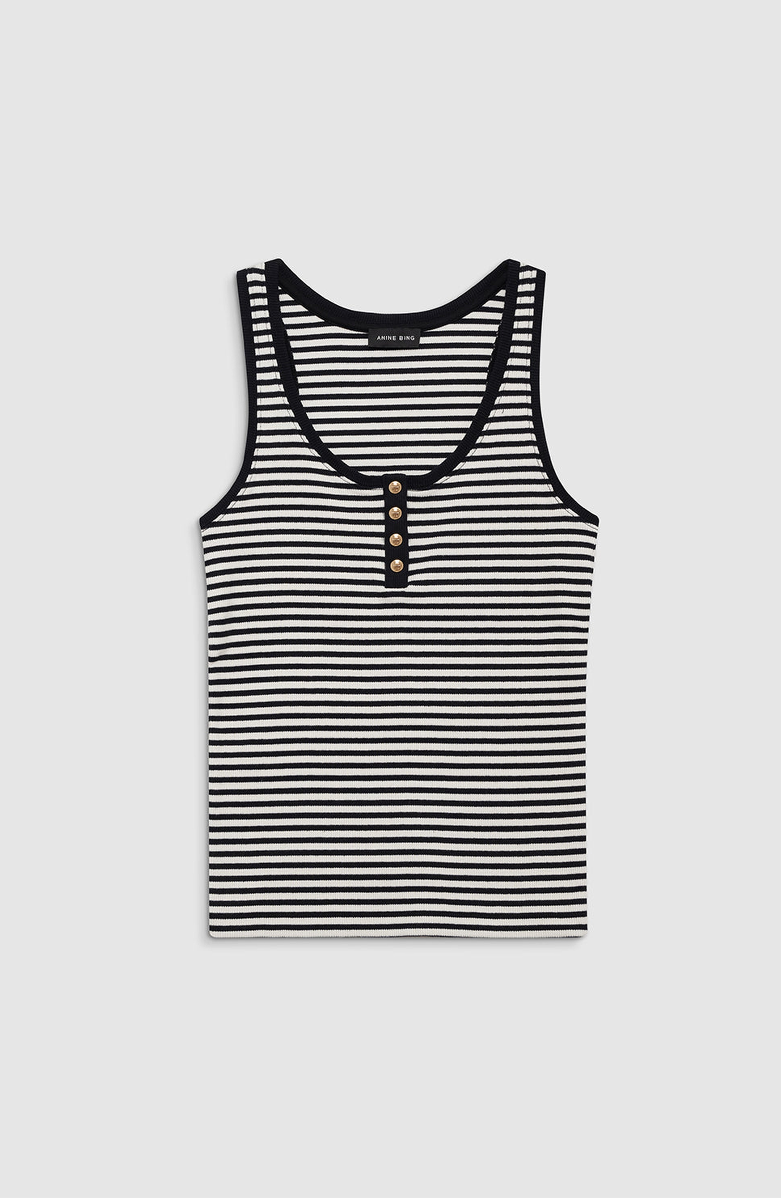 ANINE BING Alessia Tank Top in Cream /Black Stripe at Nordstrom - 4
