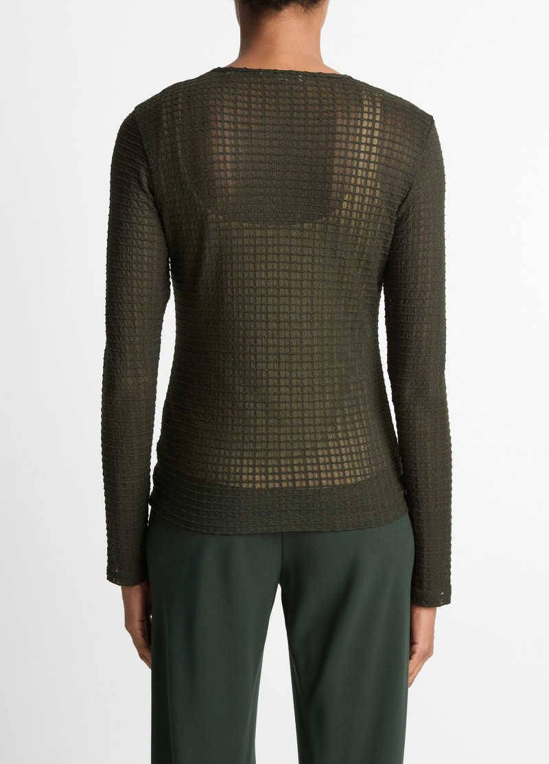 Vince Shadow Grid Long-Sleeve Top outlook