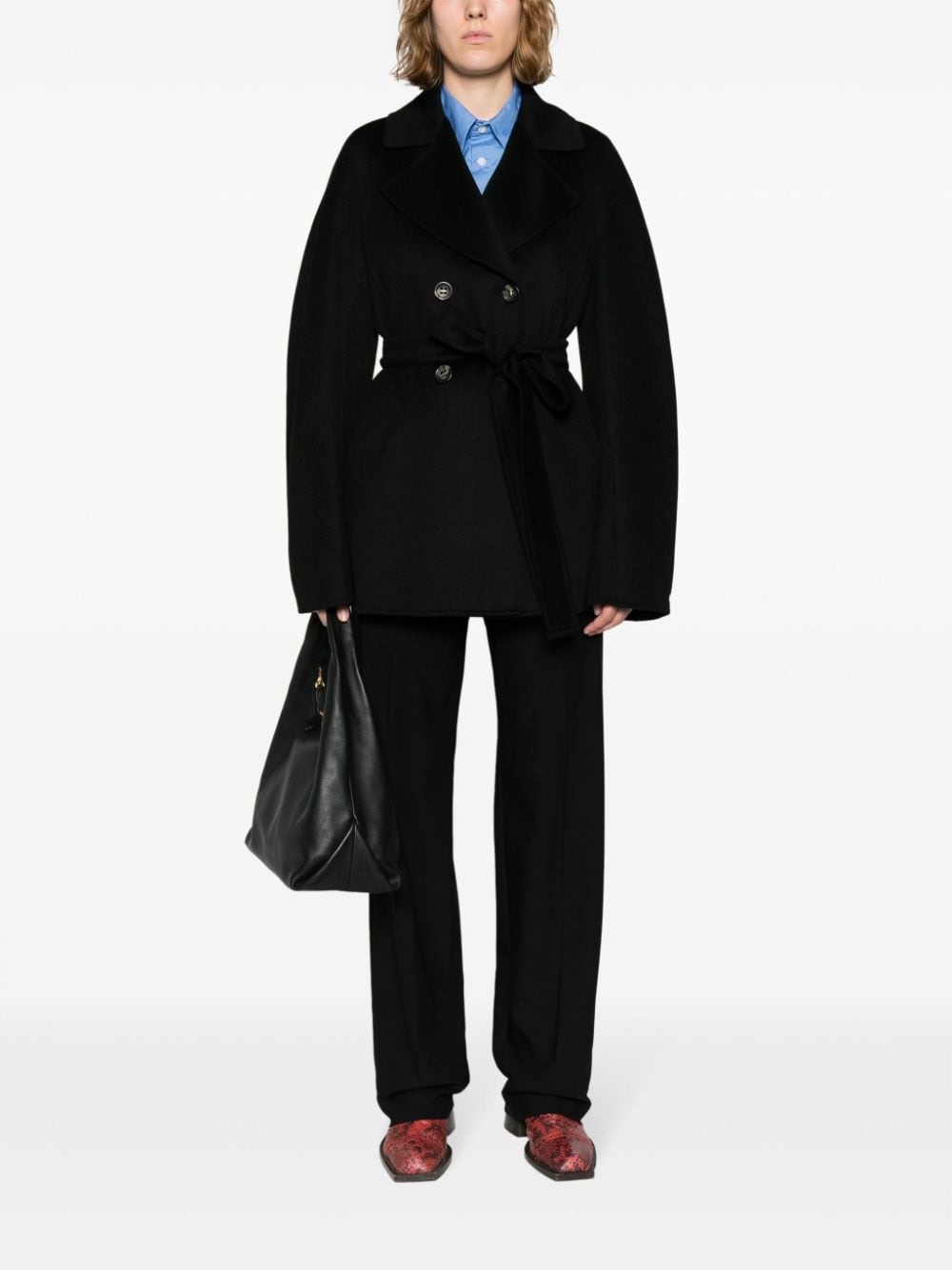 belted double-breasted jacket - 2