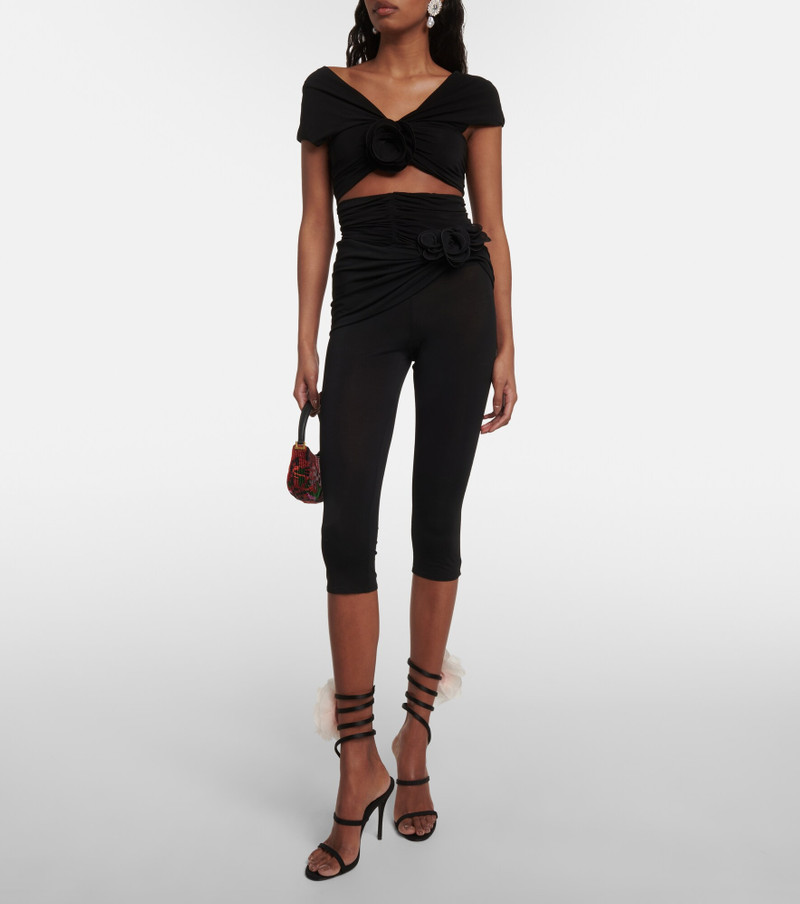 MAGDA BUTRYM Floral-appliqué satin sandals outlook