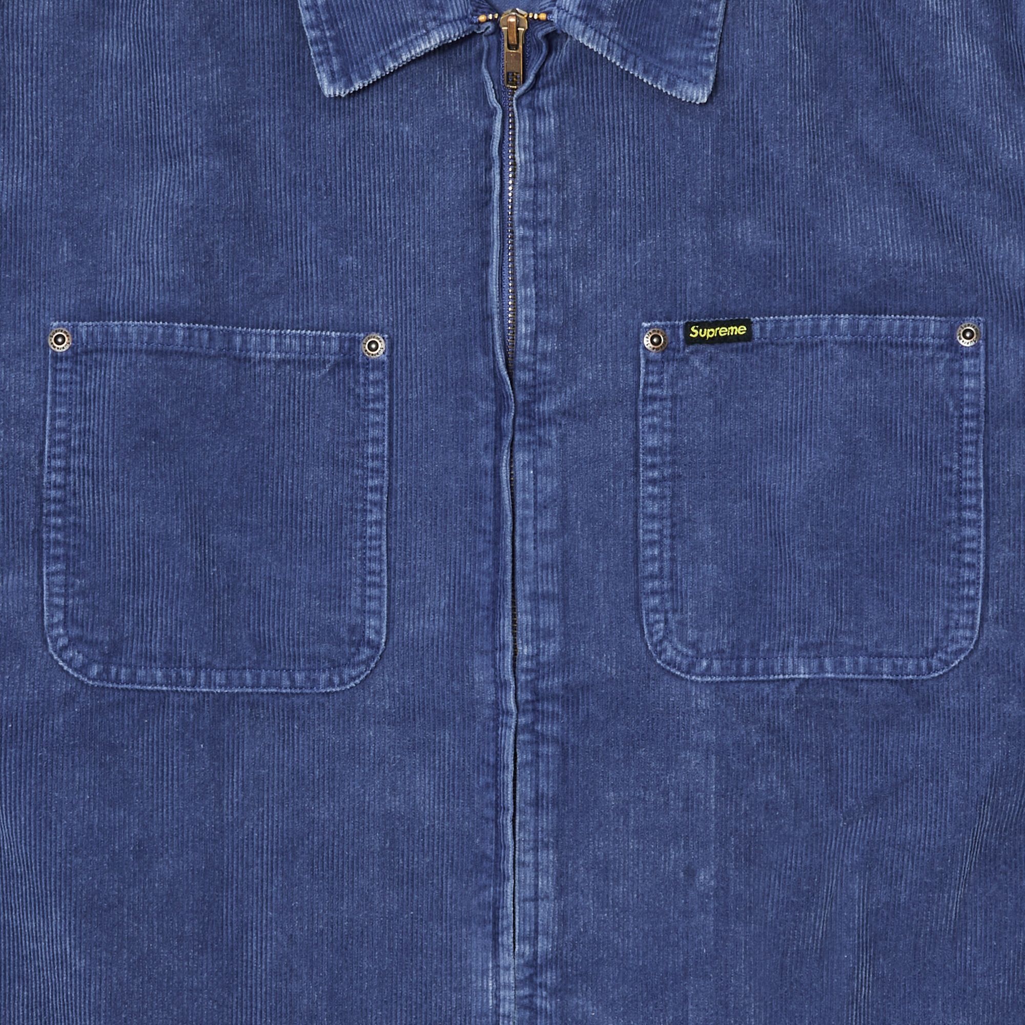 Supreme Supreme Washed Corduroy Zip Up Shirt 'Blue' | REVERSIBLE