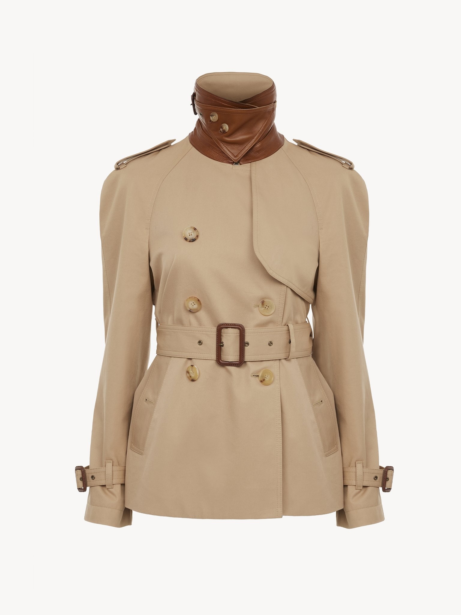 SHORT TRENCH COAT IN COTTON GABARDINE - 2