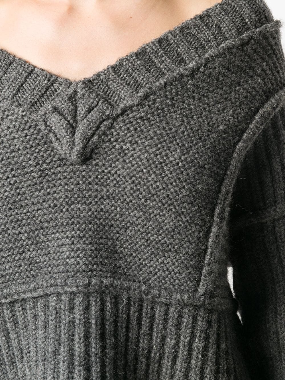 chunky v-neck knitted jumper - 5