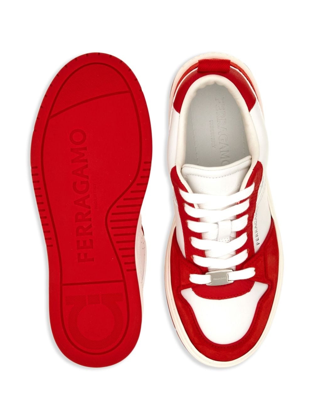 panelled leather sneakers - 5