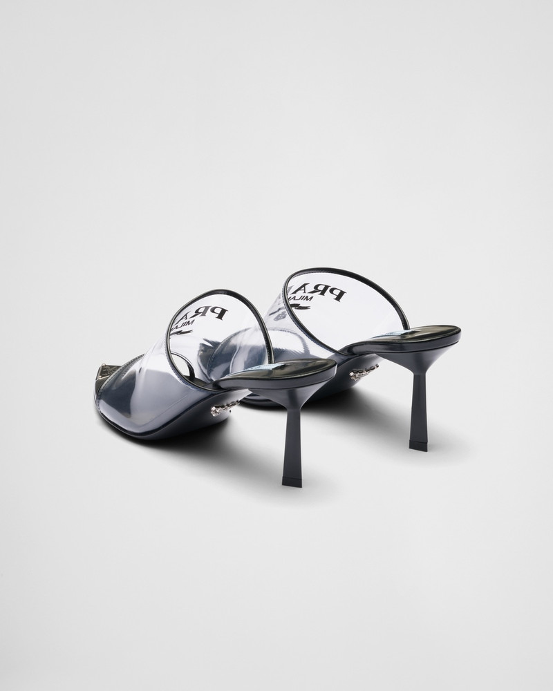 Logo-print Plexiglas high-heel slides 5