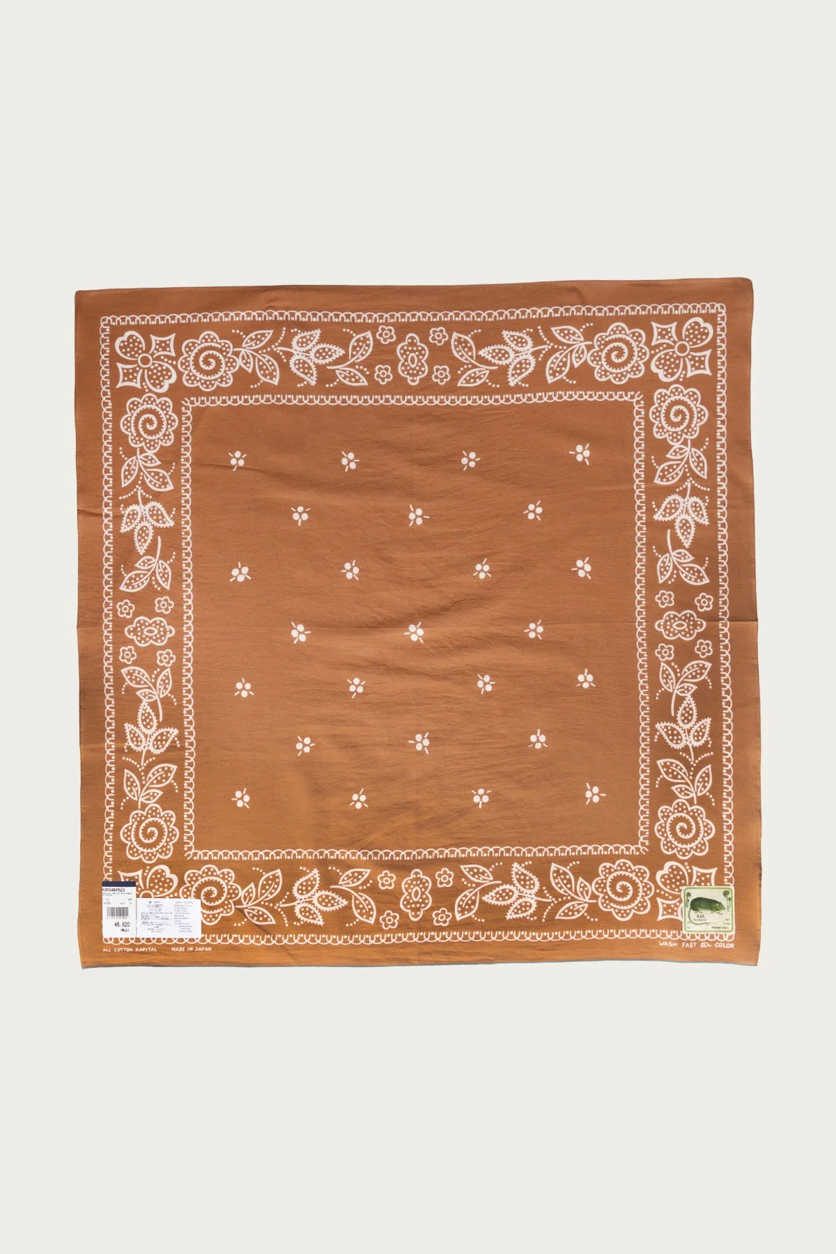 Fastcolor Selvedge Bandanna (ESCARGOT FLOWER) 30x30 - Brown - 1
