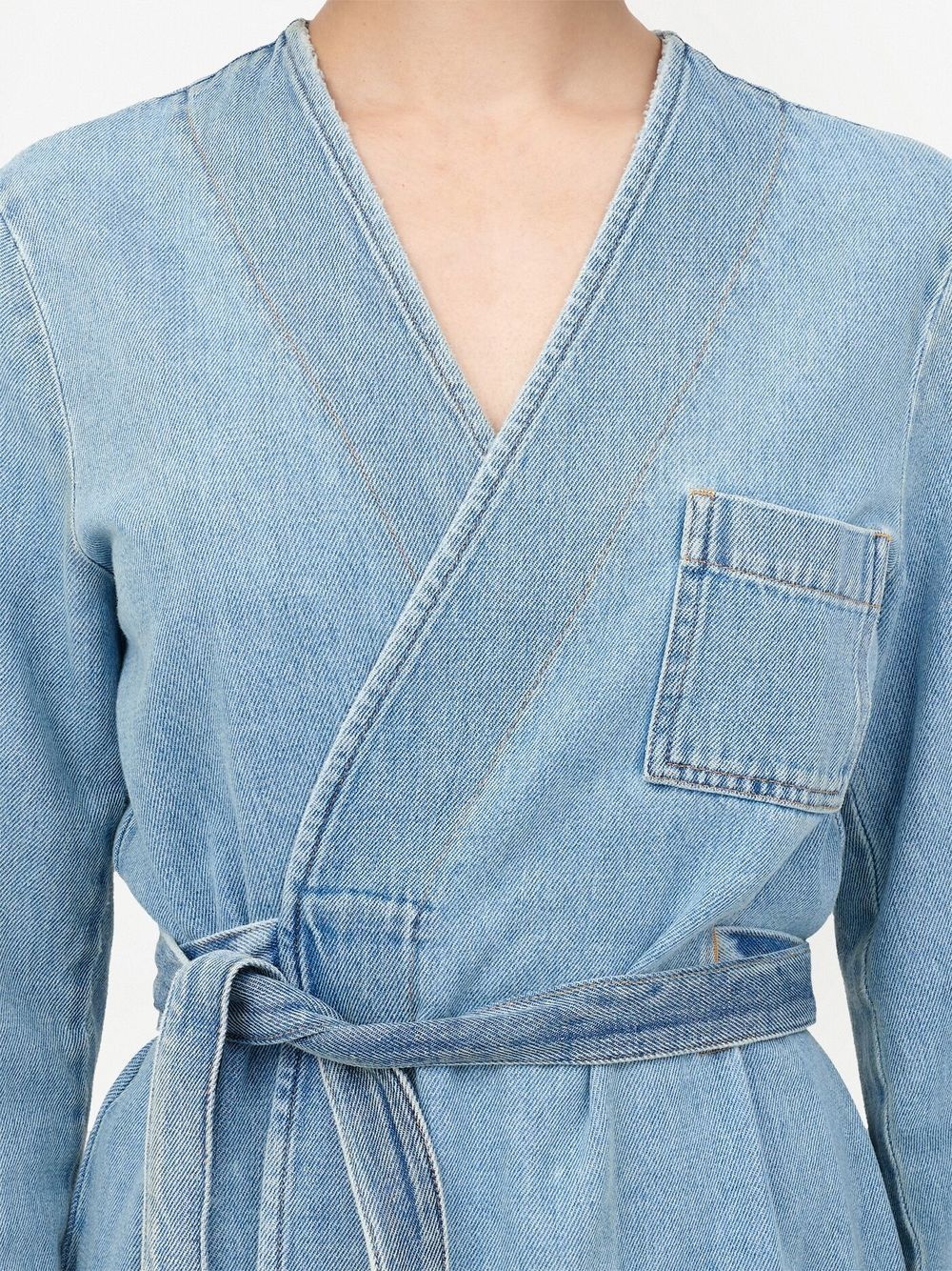 denim belted trench coat - 5