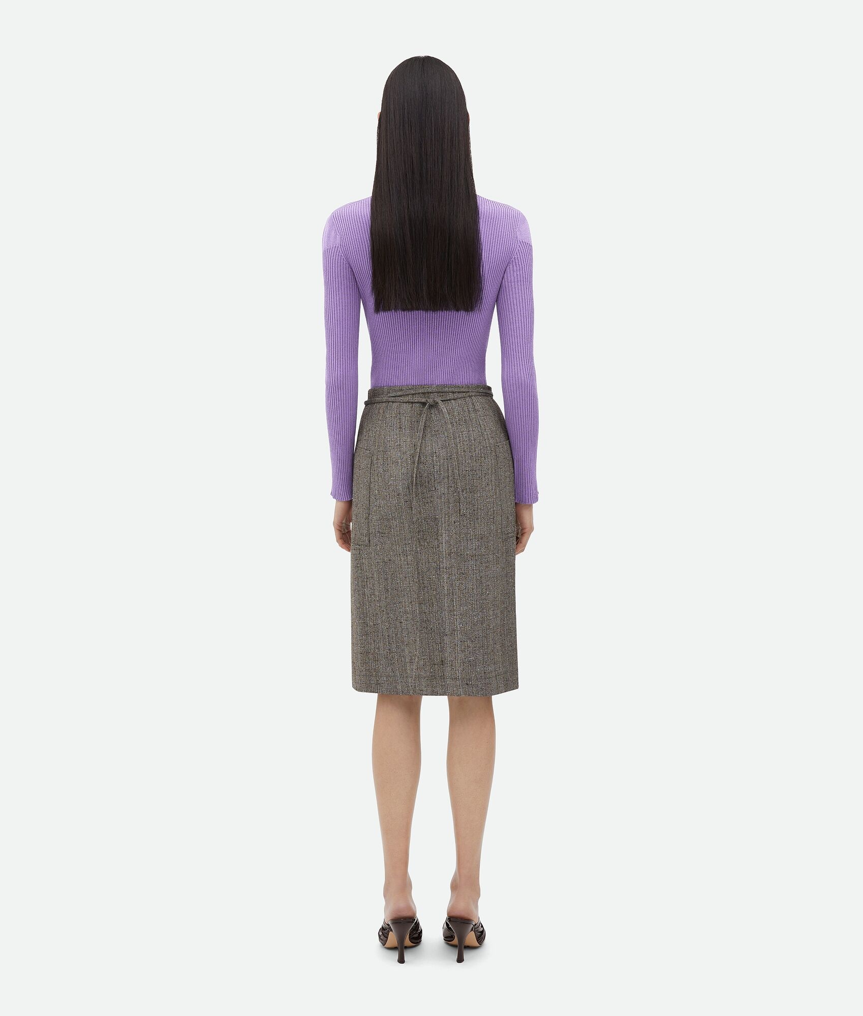 Wrapped Viscose And Silk Midi Skirt - 3