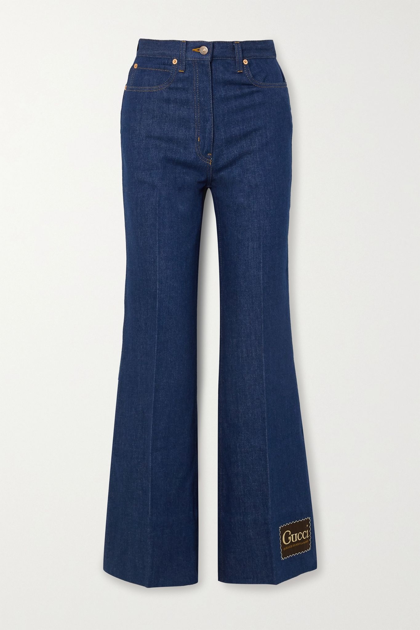 Appliquéd high-rise wide-leg jeans  - 1