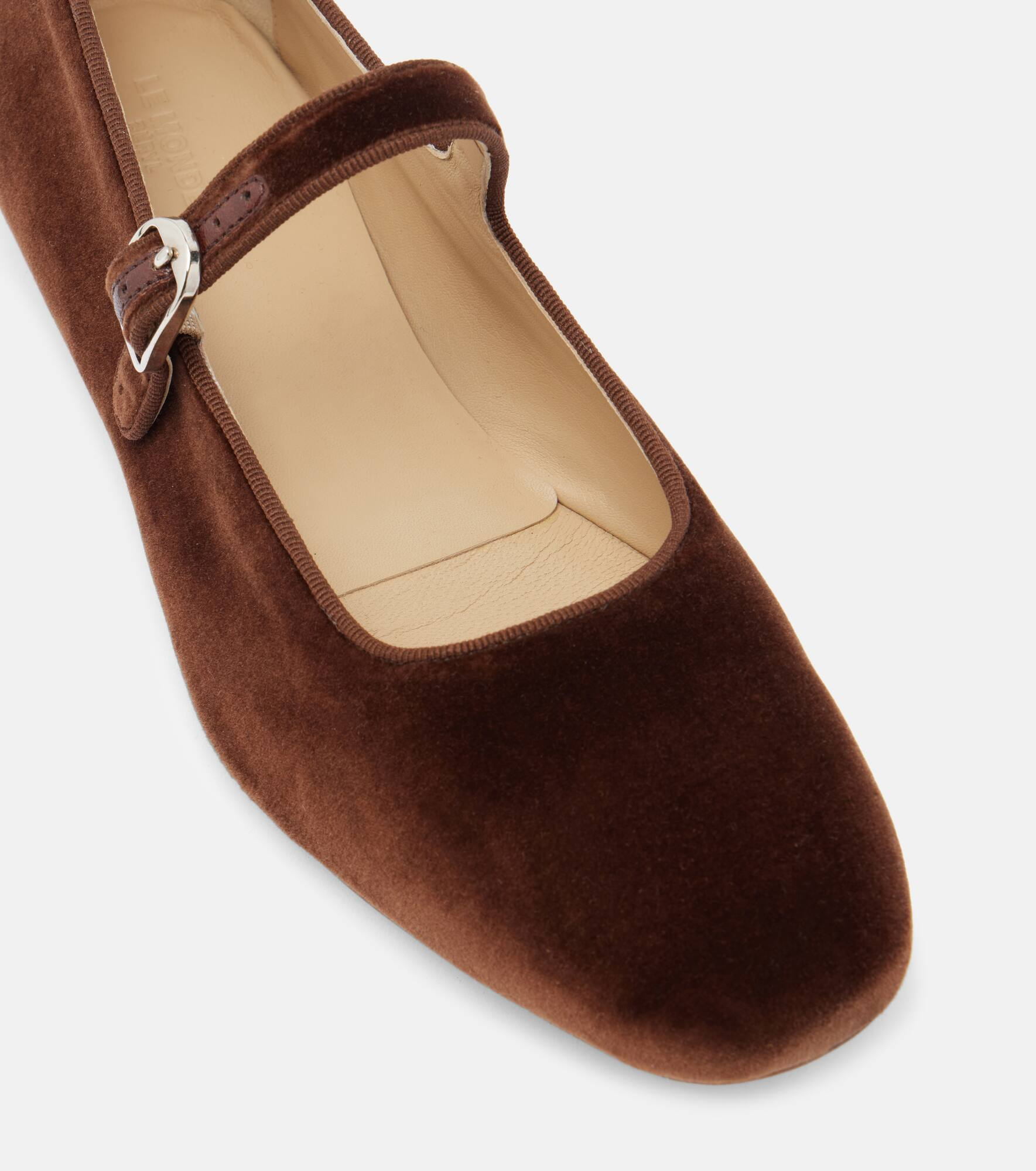 Velvet Mary Jane flats - 5