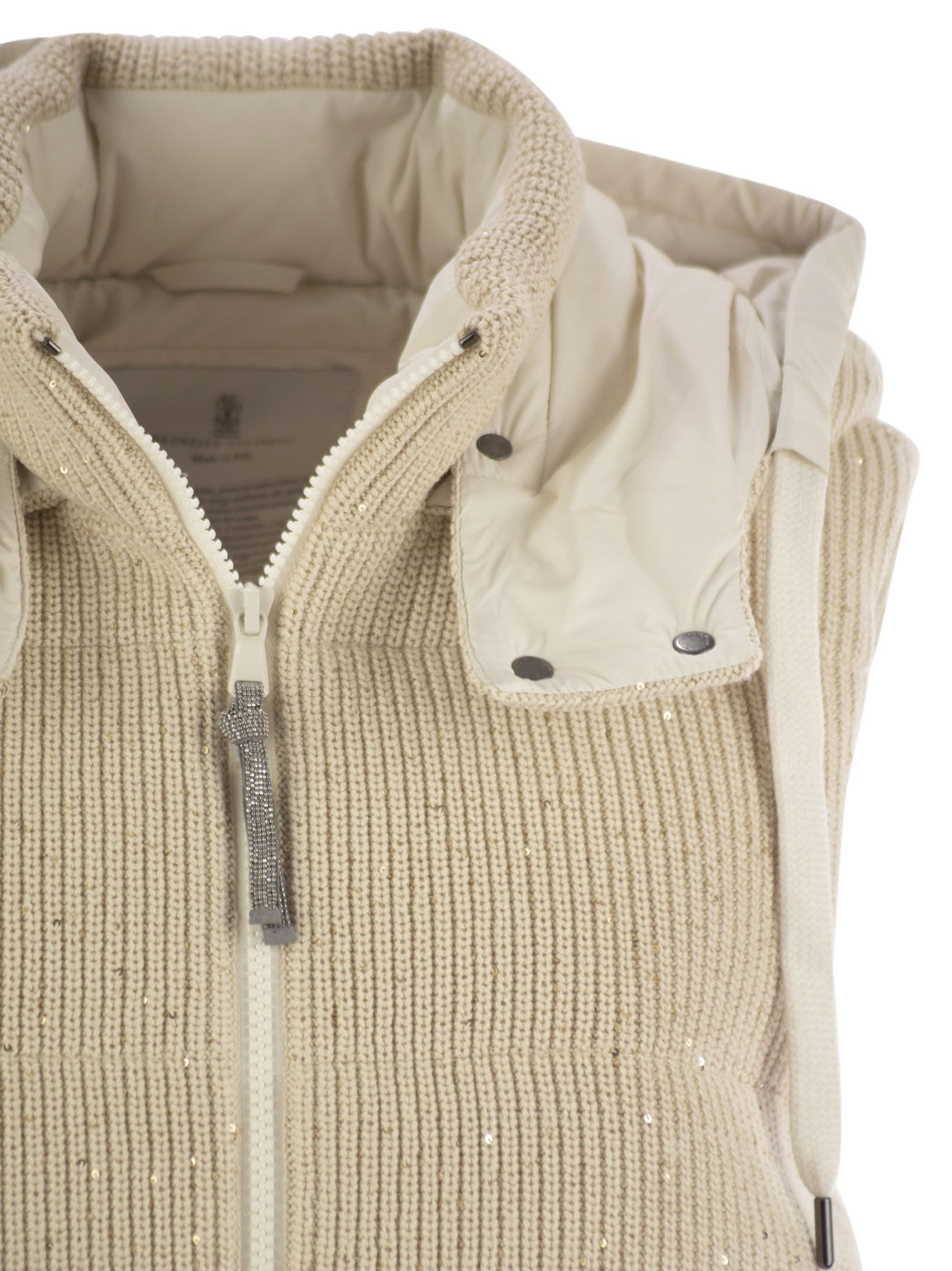 Brunello Cucinelli Women Dazzling Cotton Knit Sleeveless Down Jacket - 4