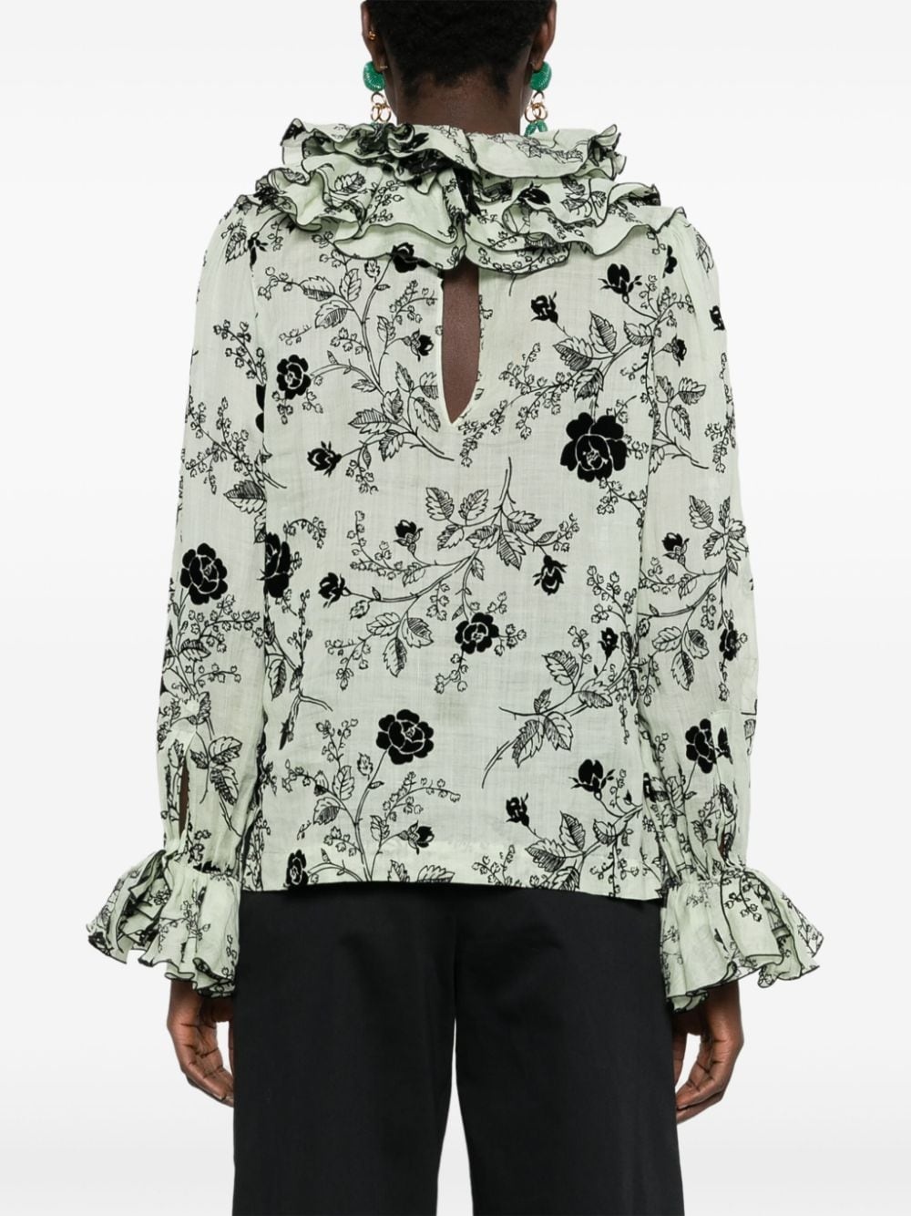 Sweetunia flocked-floral blouse - 4