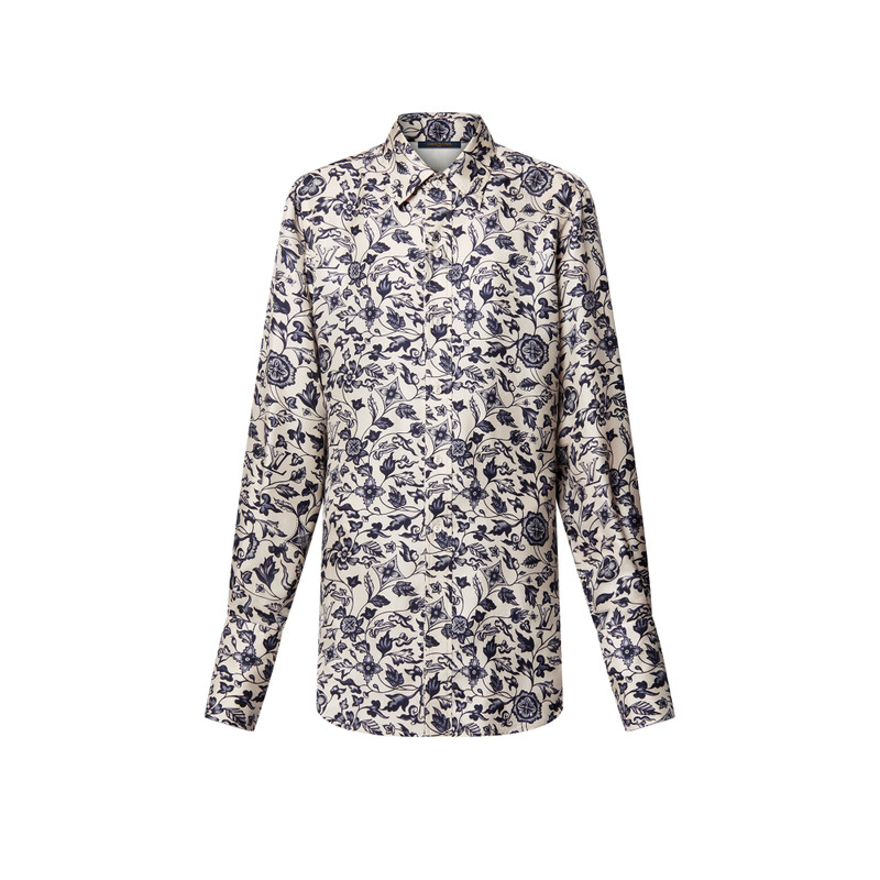 Botanical Print Silk Shirt 1