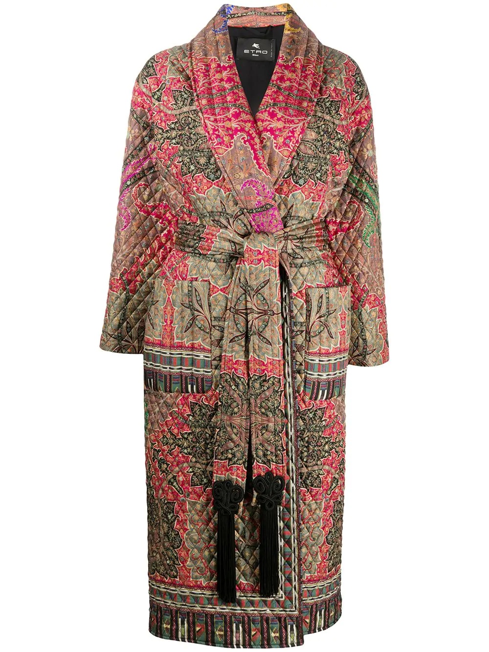 paisley-print matelassé coat - 1