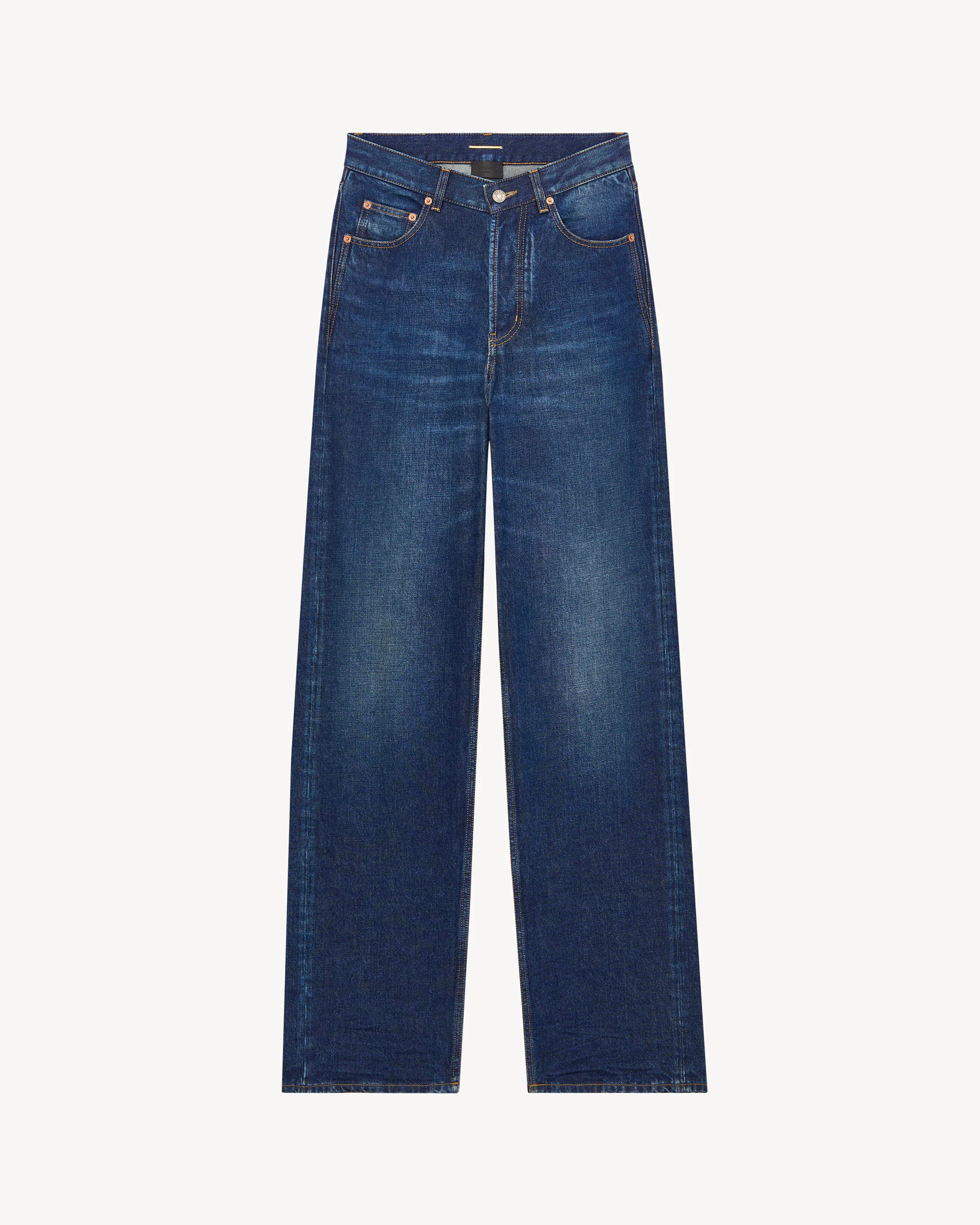 V-WAIST LONG BAGGY JEANS - 1
