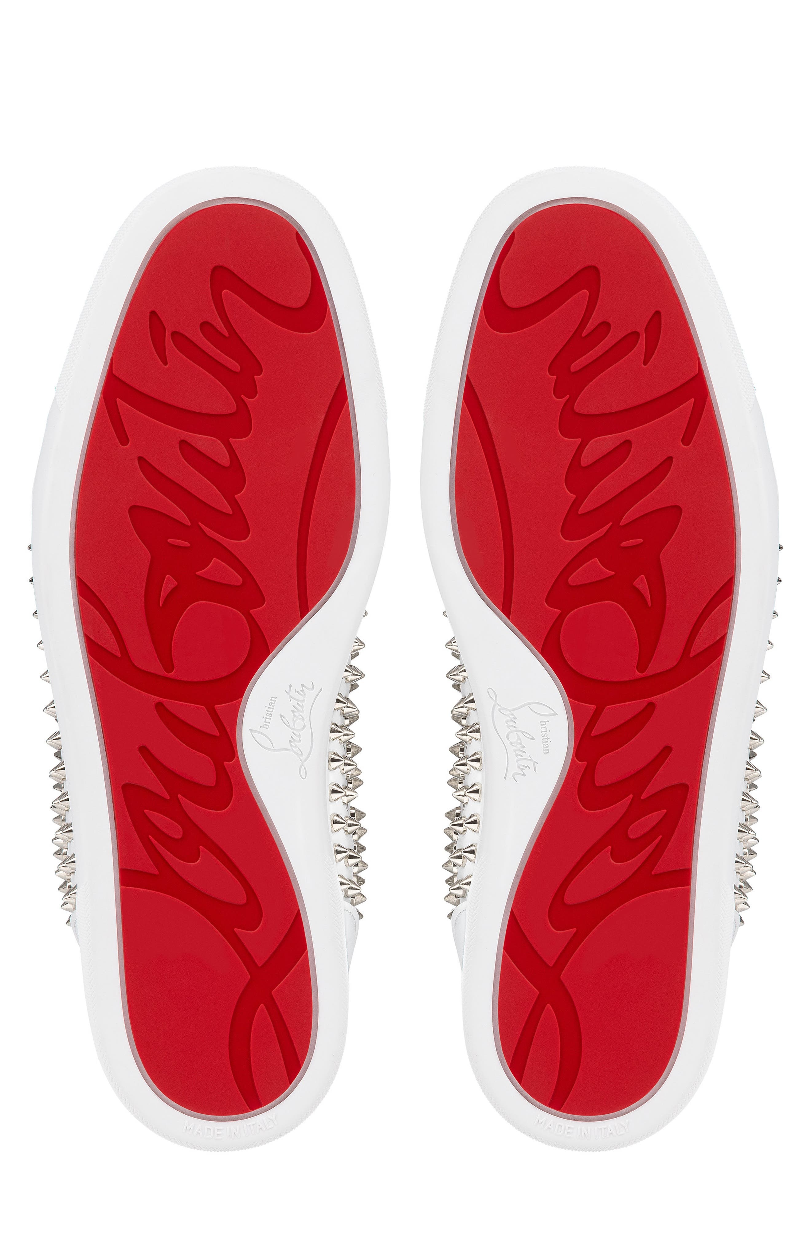 Christian Louboutin Louis Allover Spikes High Top Sneaker in White/Silver at Nordstrom - 4