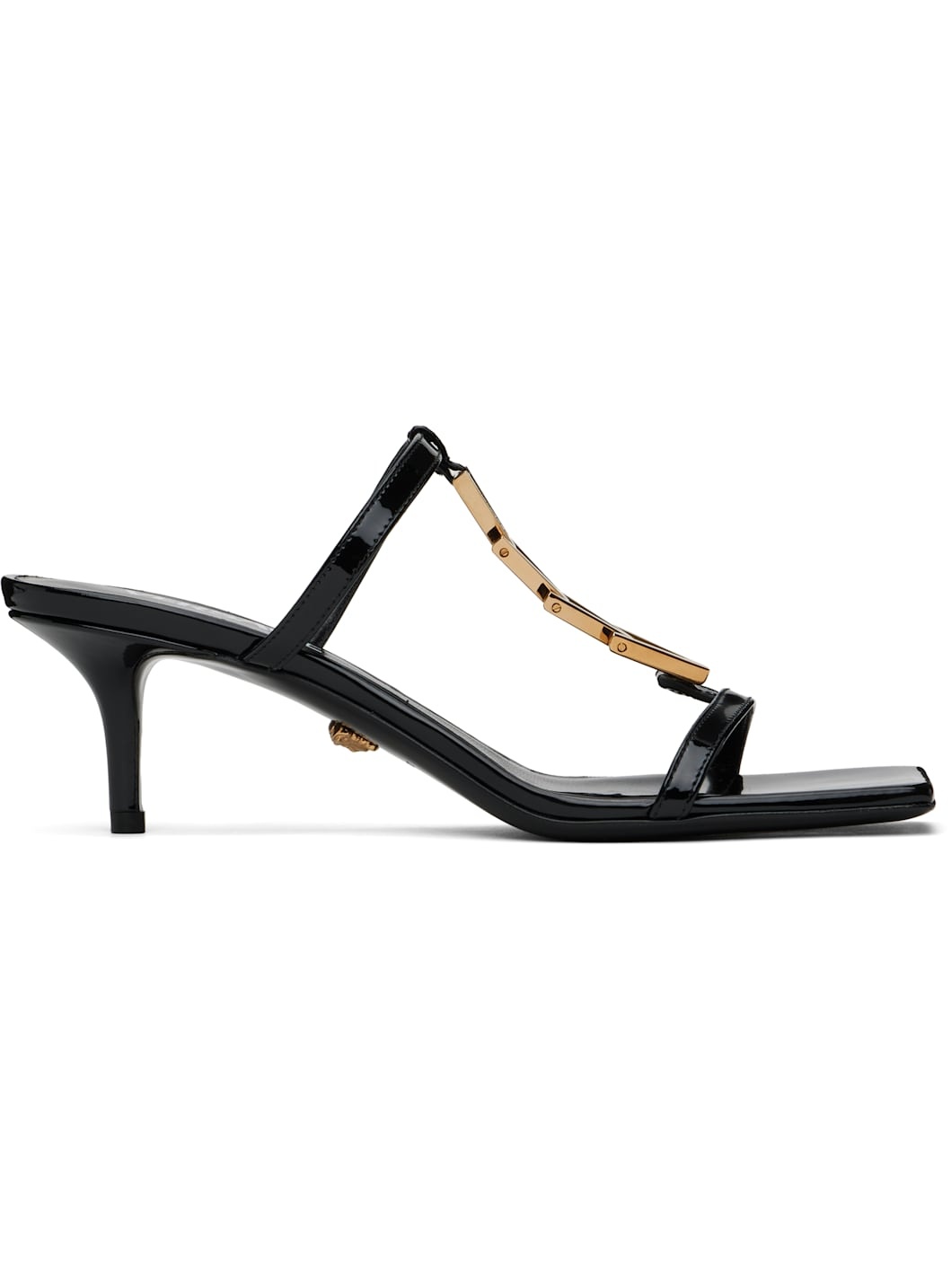 Black Patent Heeled Sandals - 1