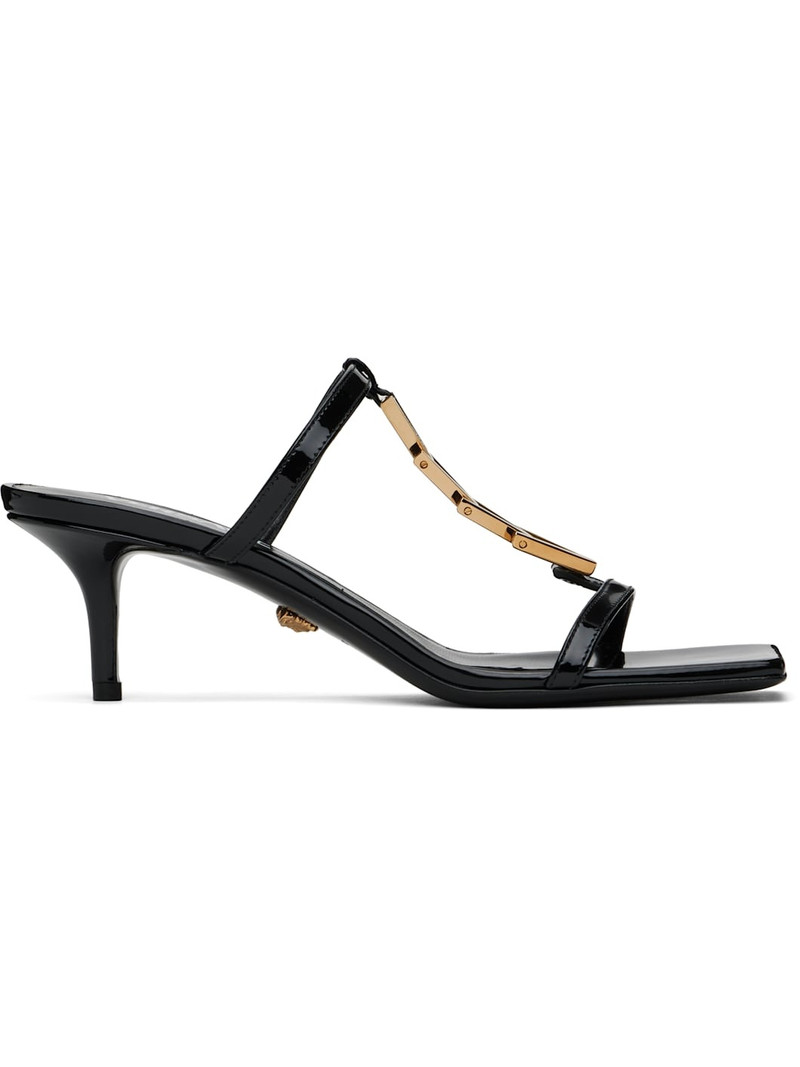Black Patent Heeled Sandals 1
