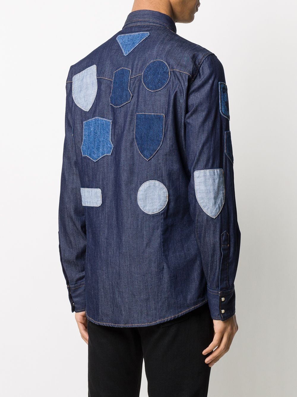 patch-work denim shirt - 4