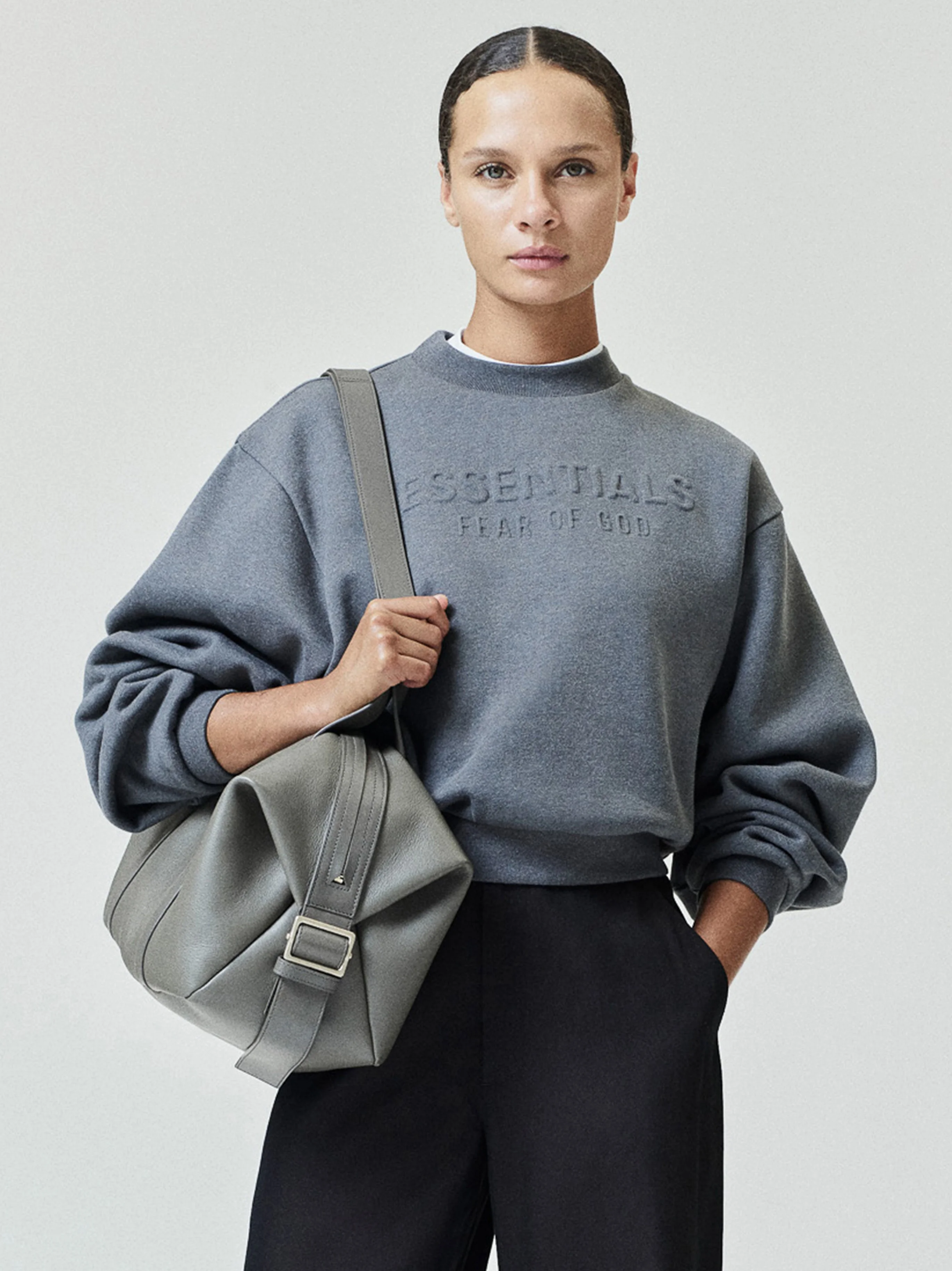 Womens Embossed FW26 Modern Cropped Crewneck - 1