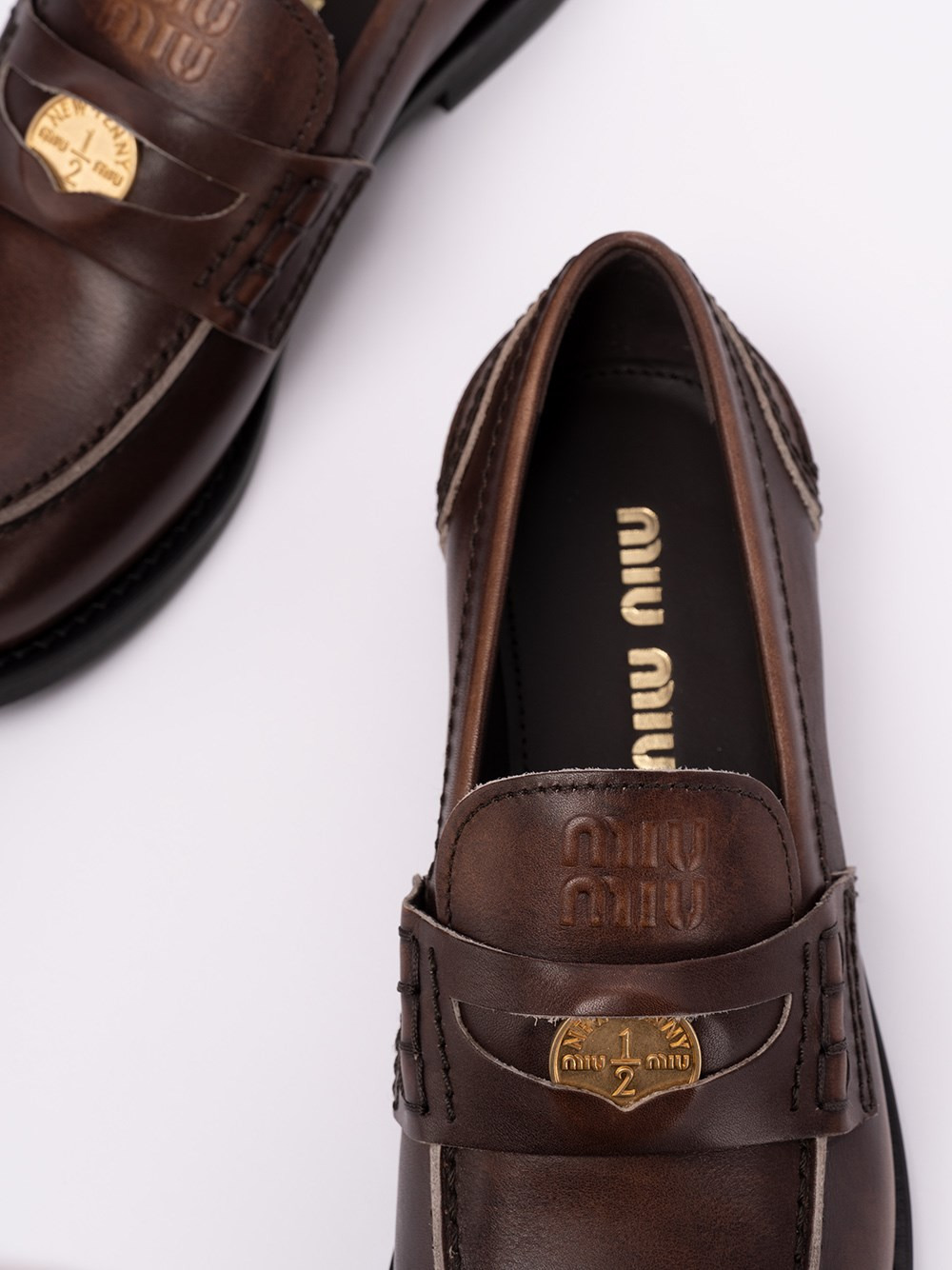 Leather `Penny` Loafers - 5
