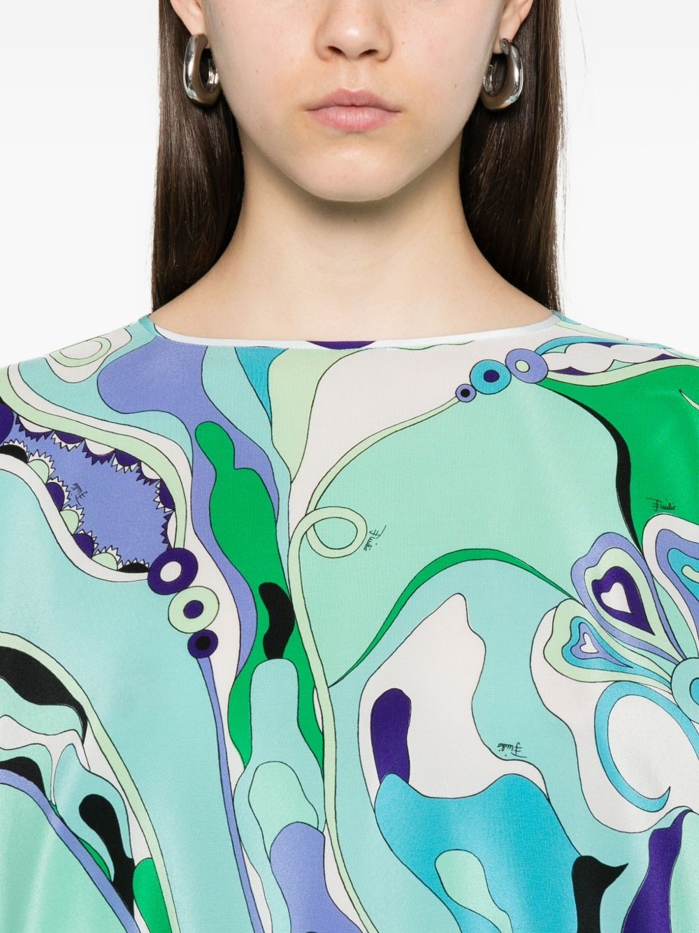 Orchidee-print silk dress - 5