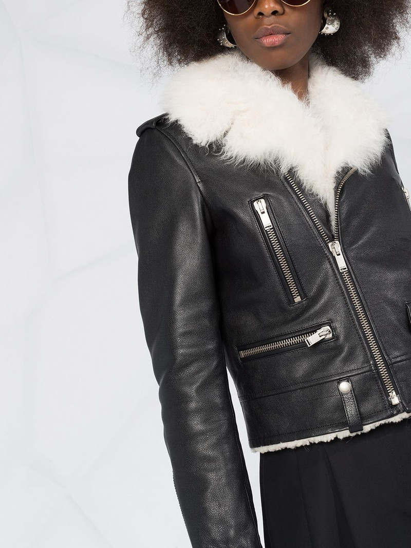 shearling collar biker jacket 3
