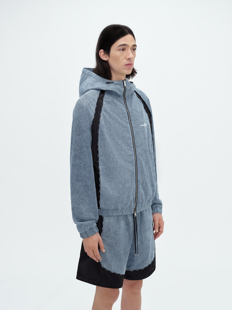 AMIRI SATIN/DENIM TRACK JACKET outlook