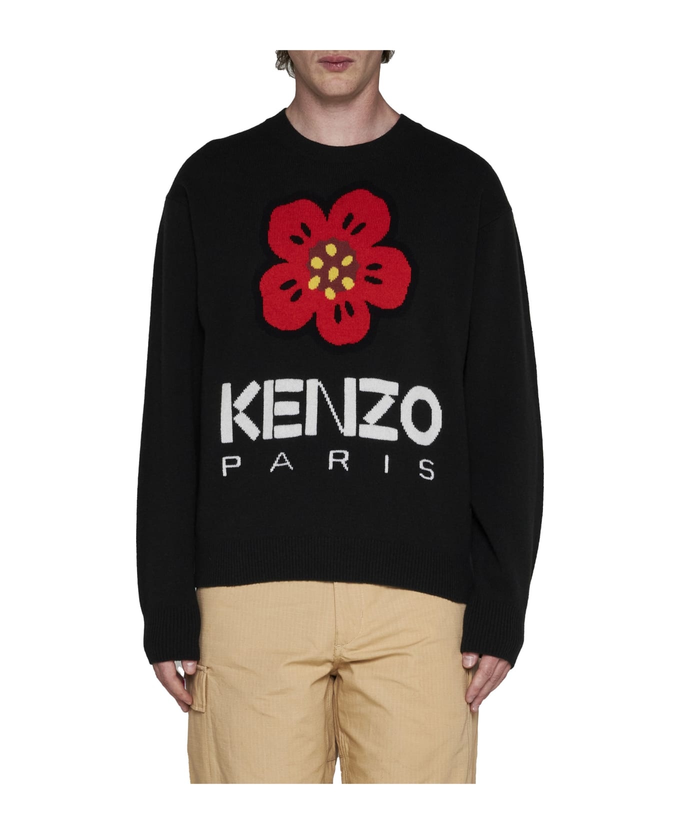 'boke Flower' Black Wool Sweater - 3