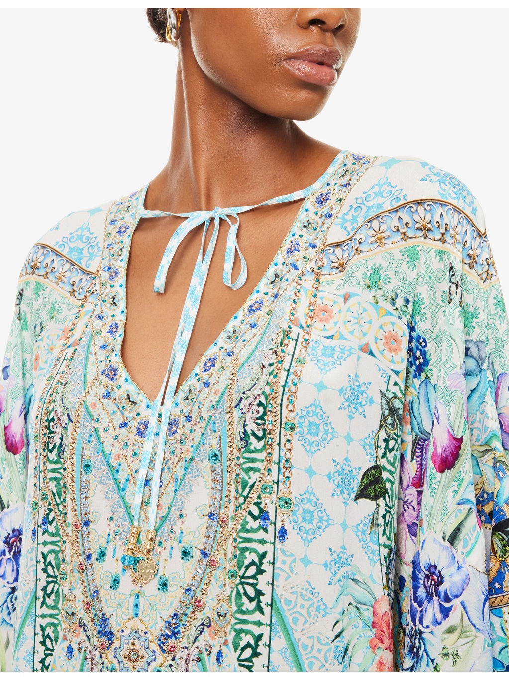 Sunrise In Sintra V-Neck Silk Kaftan - 5