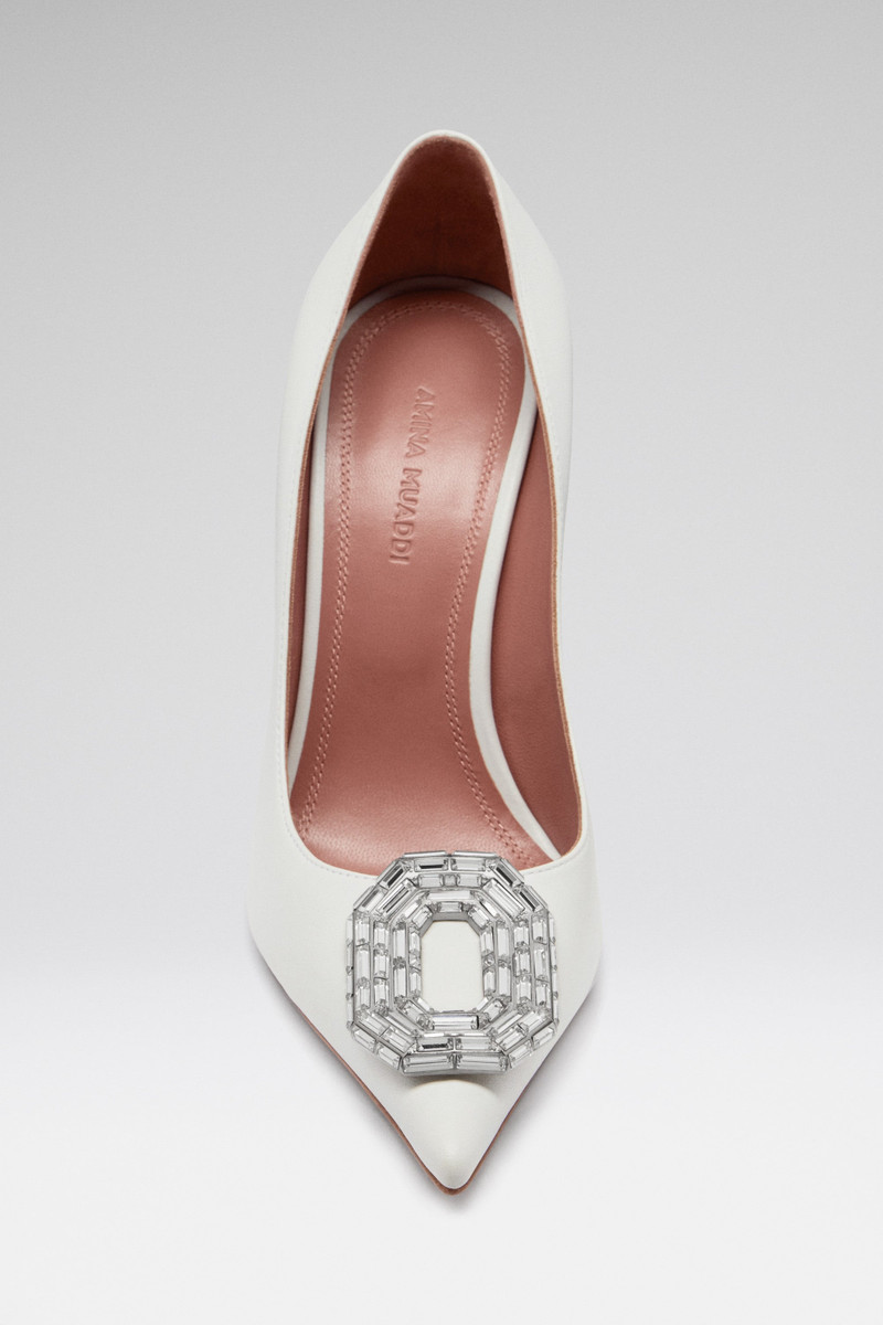 Amina Muaddi CAMELIA PUMP 90 WHITE NAPPA outlook