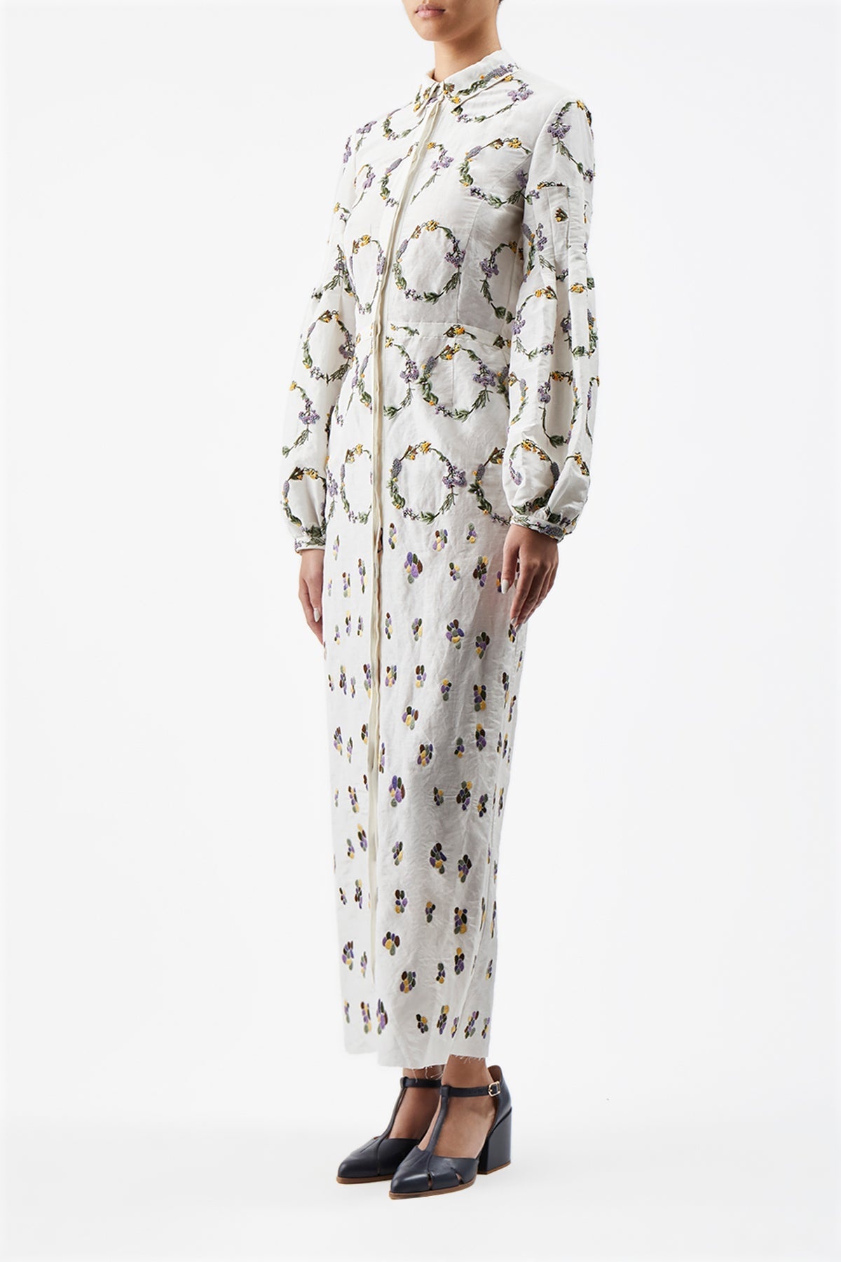 Embroidered Mauri Dress in Silk Linen - 3